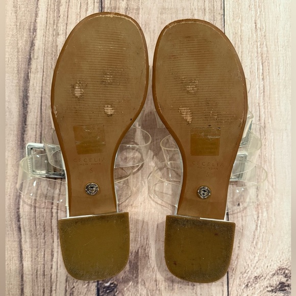 CECELIA New York women’s Lincoln Silver Slide Sandals with Clear Straps/size 6 - Picture 12 of 12